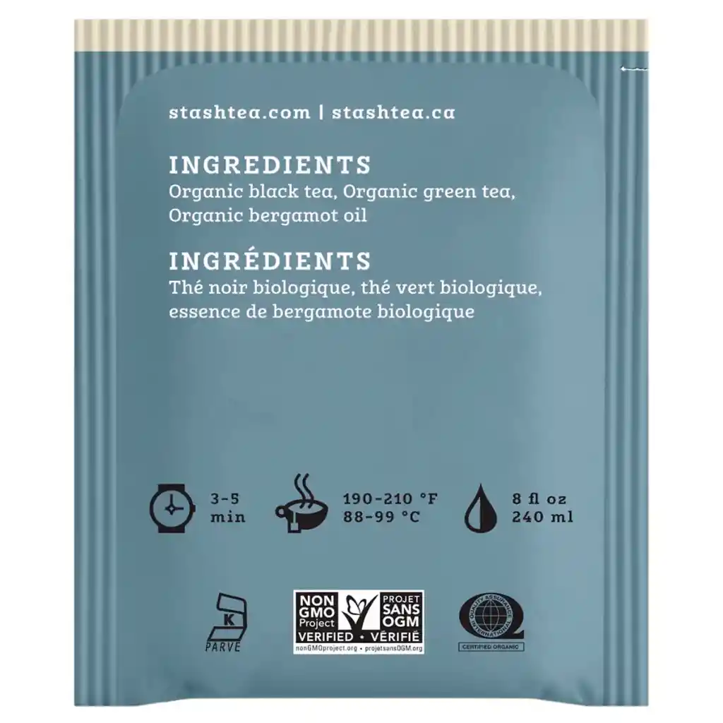 Te Stash Black Tea Organic Earl Grey, Te Negro Organico – 18 Bolsitas 1.03 Oz (29.2 G)