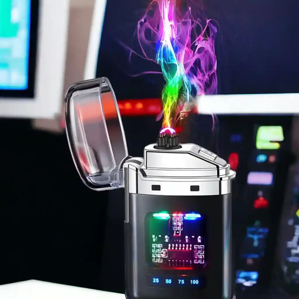 Encendedor Eléctrico De Doble Arco Recargable Por Usb, Pantalla De Batería De Plasma
