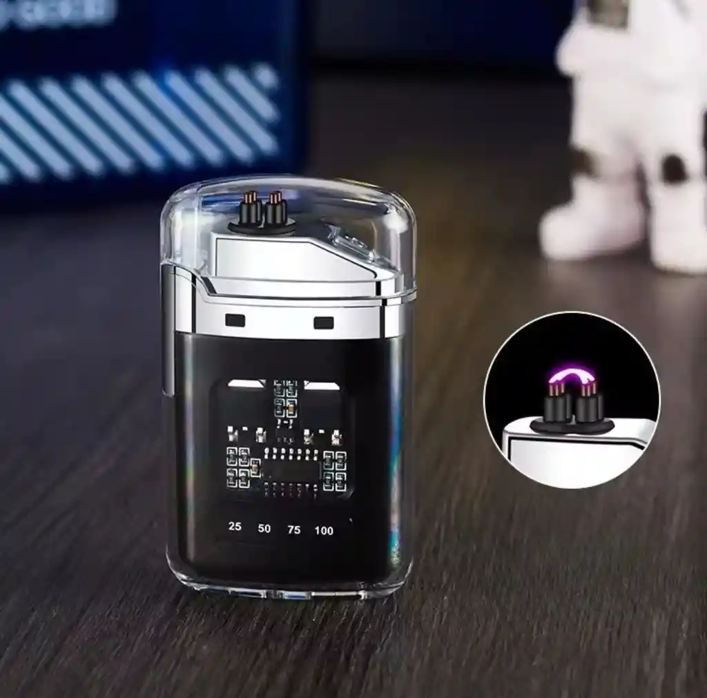 Encendedor Eléctrico De Doble Arco Recargable Por Usb, Pantalla De Batería De Plasma
