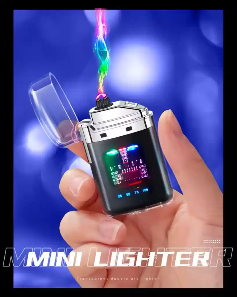 Encendedor Eléctrico De Doble Arco Recargable Por Usb, Pantalla De Batería De Plasma