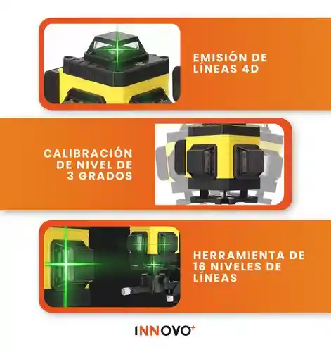 Nivel Laser 4d 16 Líneas Autonivelante 2 Baterias Con Accesorios Profesional Estuche