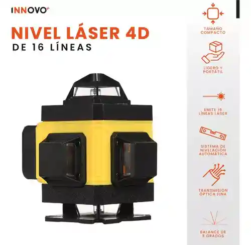 Nivel Laser 4d 16 Líneas Autonivelante 2 Baterias Con Accesorios Profesional Estuche