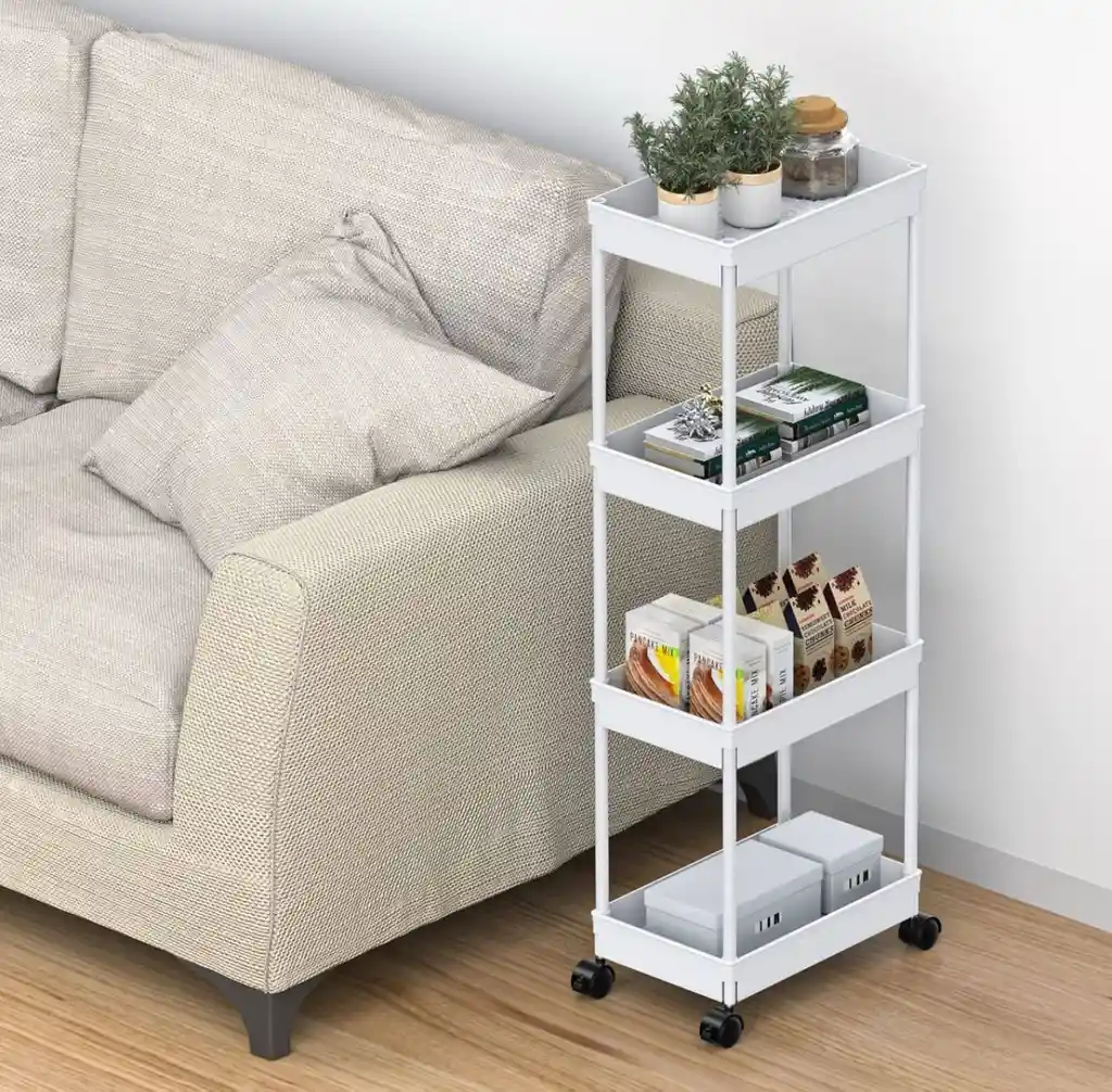 Organizador De Plástico De 4 Niveles Móvil Color Blanco
