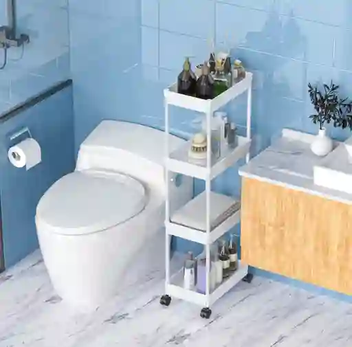 Organizador De Plástico De 4 Niveles Móvil Color Blanco