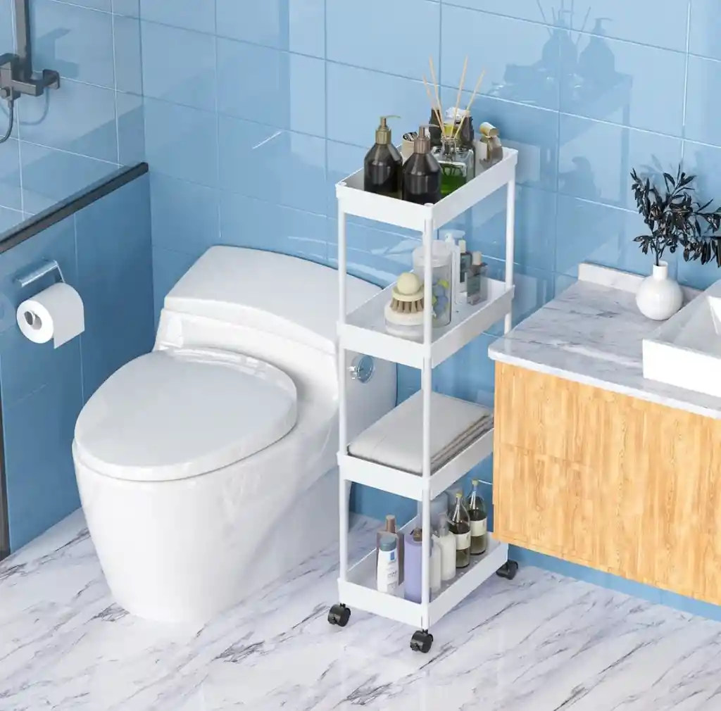 Organizador De Plástico De 4 Niveles Móvil Color Blanco