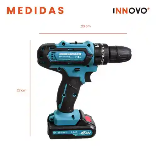 Taladro Percutor Inalambrico Mandril Metálico Doble Bateria 38v Pro Con Estuche