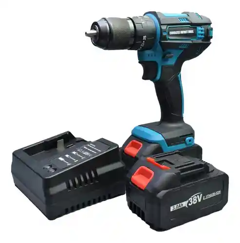 Taladro Percutor Inalambrico Mandril Metálico Doble Bateria 38v Pro Con Estuche