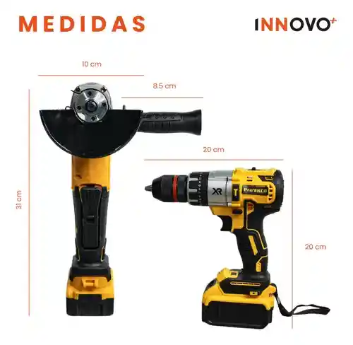 Taladro Con Pulidora Inalambrica 2 Baterias Con Estuche Profesional