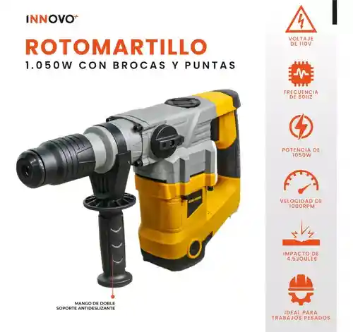 Rotomartillo Profesional Trabajo Pesado Estuche 1050w Accesorios