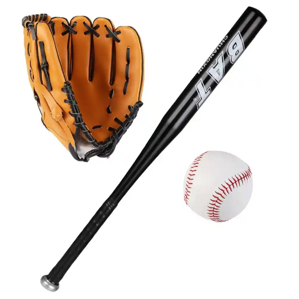 Set Bate Aluminio Beisbol Liviano Color Defensa Con Pelota Y Guante