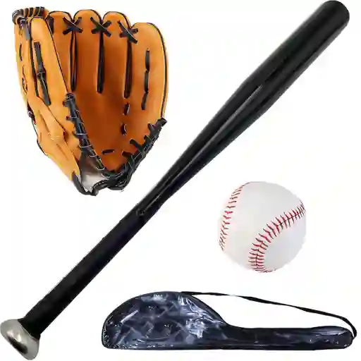 Set Bate Aluminio Beisbol Liviano Color Defensa Con Pelota Y Guante