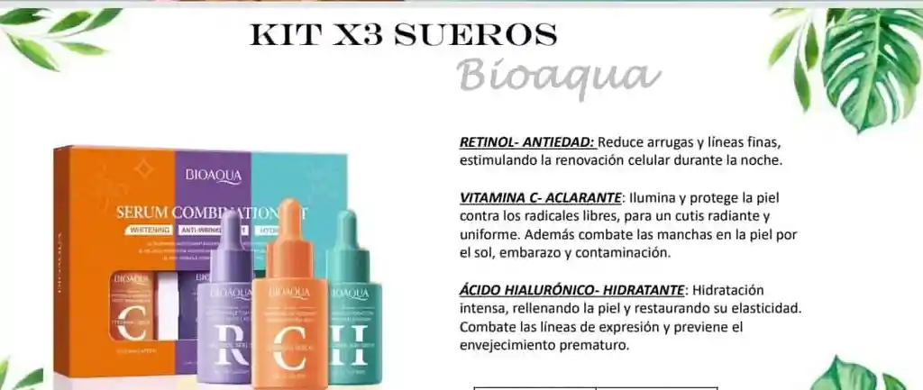 Kit Suero X3 Vitam C+retinol+acido Hialuronico Hidratante