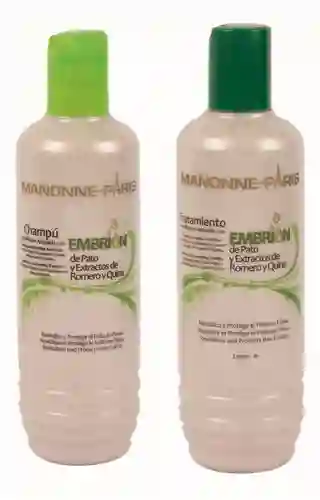 Kit Anticaida: Shampoo 320ml + Tratamiento 320ml (con Embrion De Pato) Manonne Paris