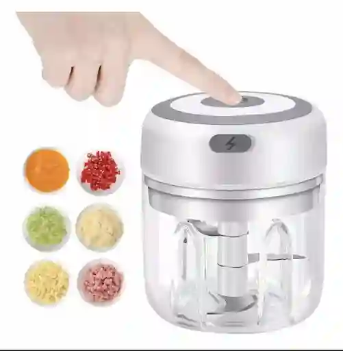 Mini Procesador De Alimentos Eléctrico Picatodo Portable Usb Color Blanco