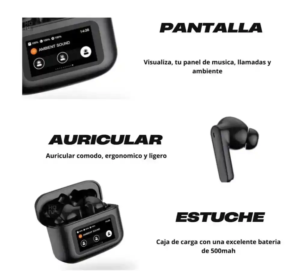 Audífonos Inalámbricos Con Pantalla Igoma Tune Pro Ig9
