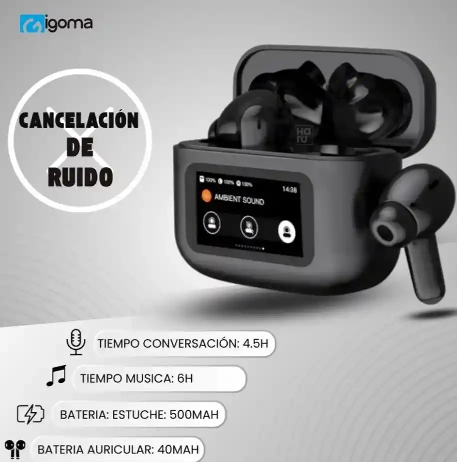 Audífonos Inalámbricos Con Pantalla Igoma Tune Pro Ig9