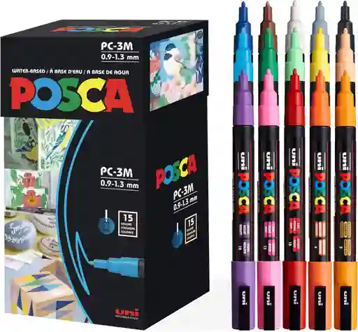 Marcadores Posca Punta Fina Pc3m X 15 Unidades