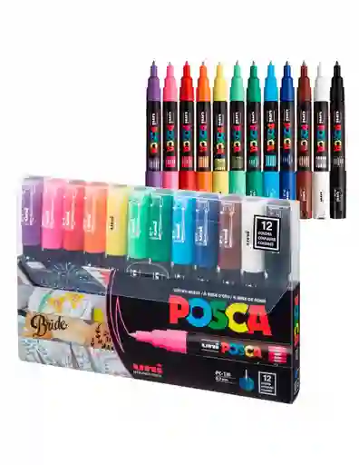 Marcadores Posca Pc1m X 12 Punta Extra Fina