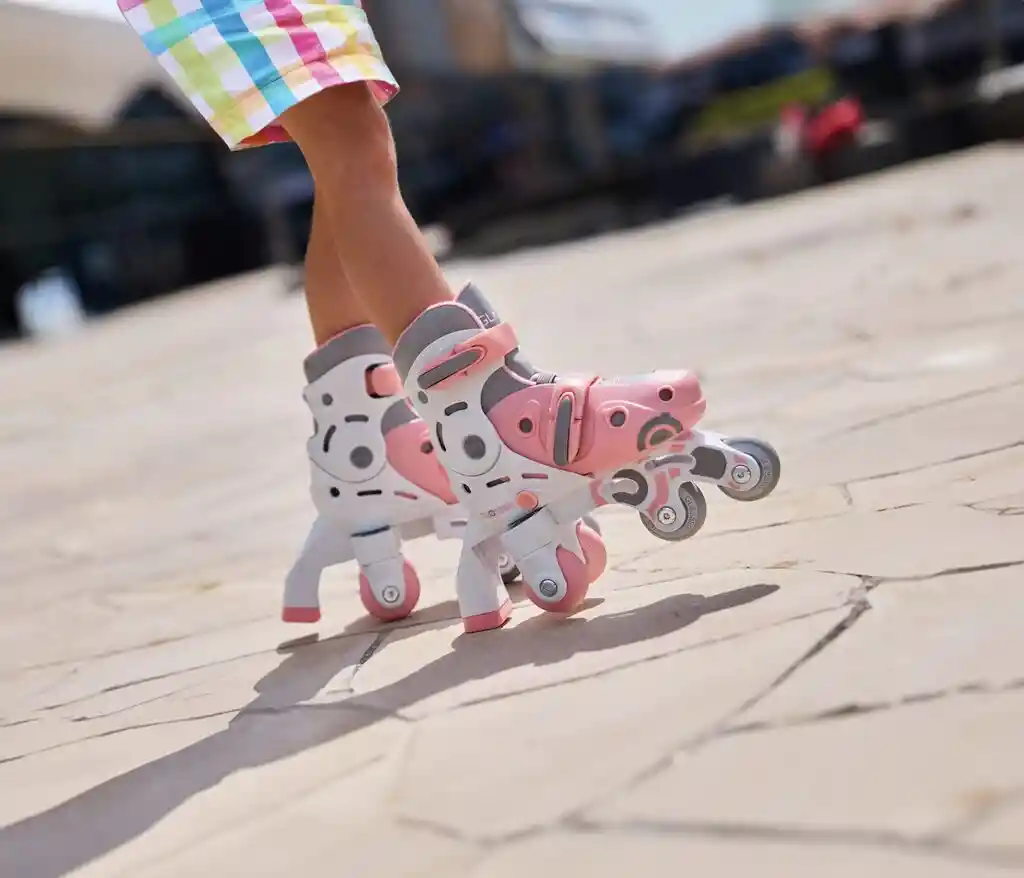 Patines En Línea 2 En 1 Rosados Ajustables Para Niños