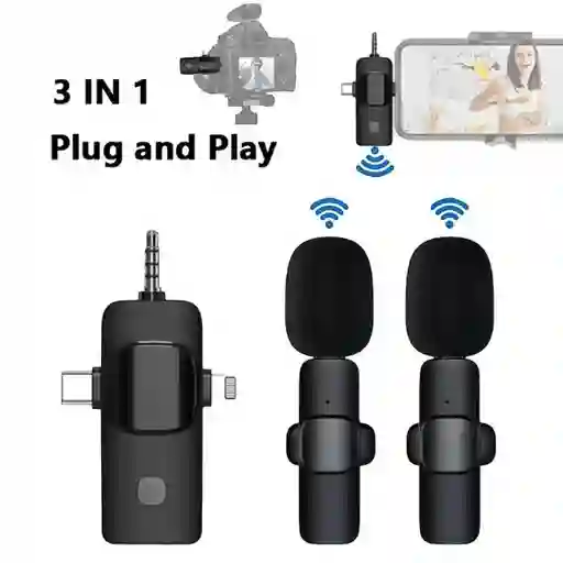 Microfonos Inalambricos Para Iphone, Android Y Camara | 2 En 1