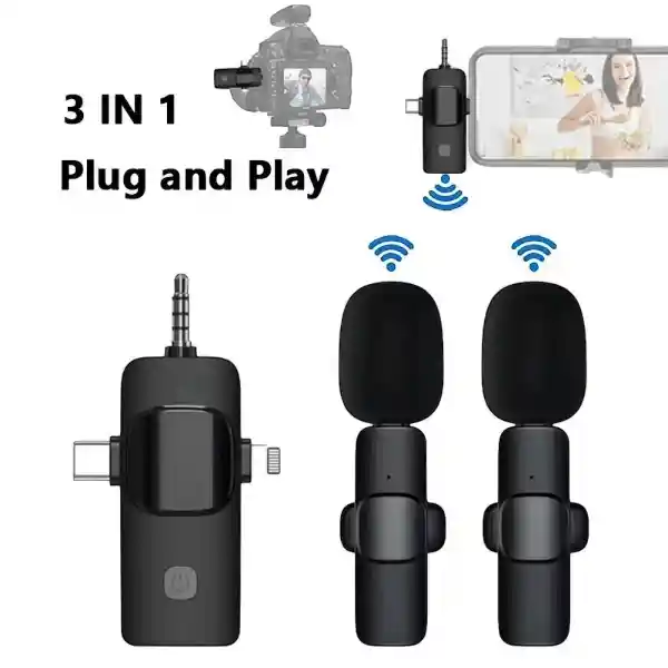 Microfonos Inalambricos Para Iphone, Android Y Camara | 2 En 1
