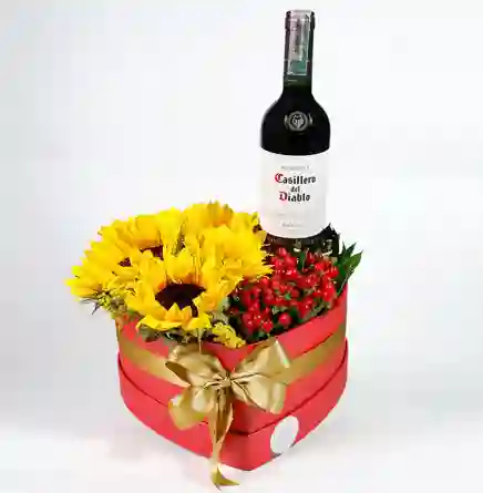 Caja Corazon Mi Sol Con Vino
