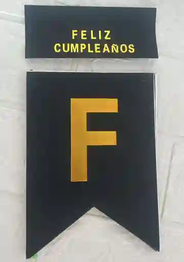 Letrero Feliz Cumpleaños Negro Escarchado / Banderin Feliz Cumpleaños