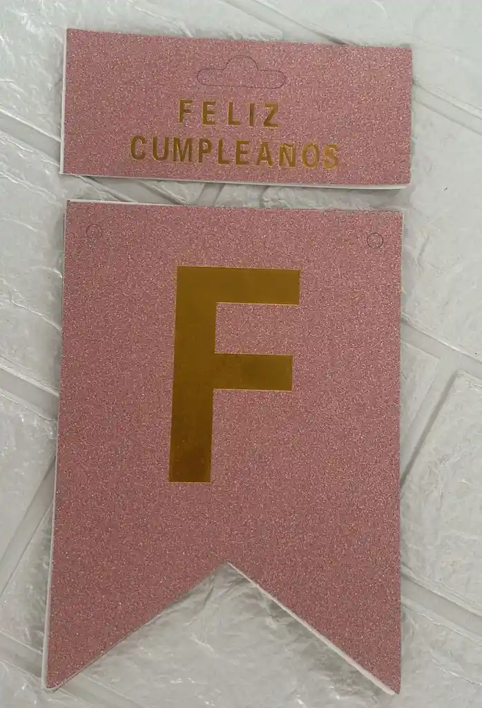Letrero Feliz Cumpleaños Rosa Metalizado Escarchado / Banderin Feliz Cumpleaños
