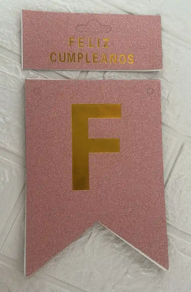 Letrero Feliz Cumpleaños Rosa Metalizado Escarchado / Banderin Feliz Cumpleaños