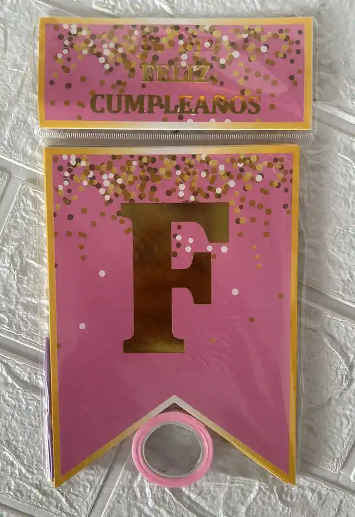 Letrero Feliz Cumpleaños Rosado Pecas / Banderin Feliz Cumpleaños