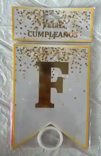 Letrero Feliz Cumpleaños Blanco Pecas / Banderin Feliz Cumpleaños