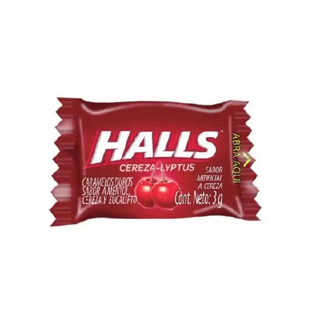 Caramelo Halls Cherry Rojo X 3 Gr
