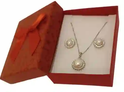 Trio Plata Rodinada Sol Con Incrustaciones De Piedras Y Perlas