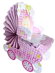 Centro De Mesa Baby Shower Bebe Niña Coche Rosado