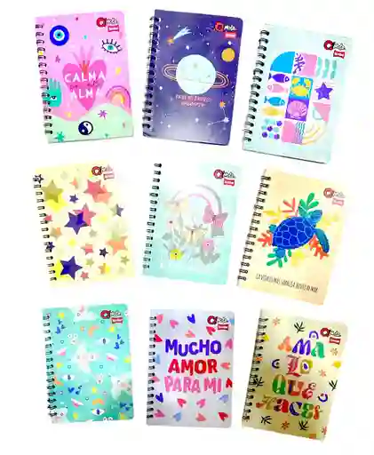 Cuaderno Argollado 100 Hojas Cuadriculadas Pequeño Mujer Diseños Surtidos