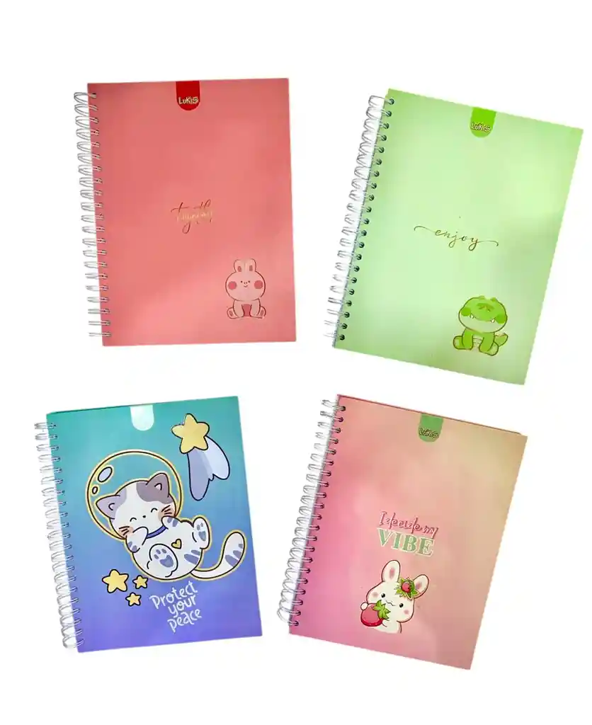Cuaderno 5 Materias Grande De Mujer Argollado Cuadriculado Lukis Diseños Surtidos