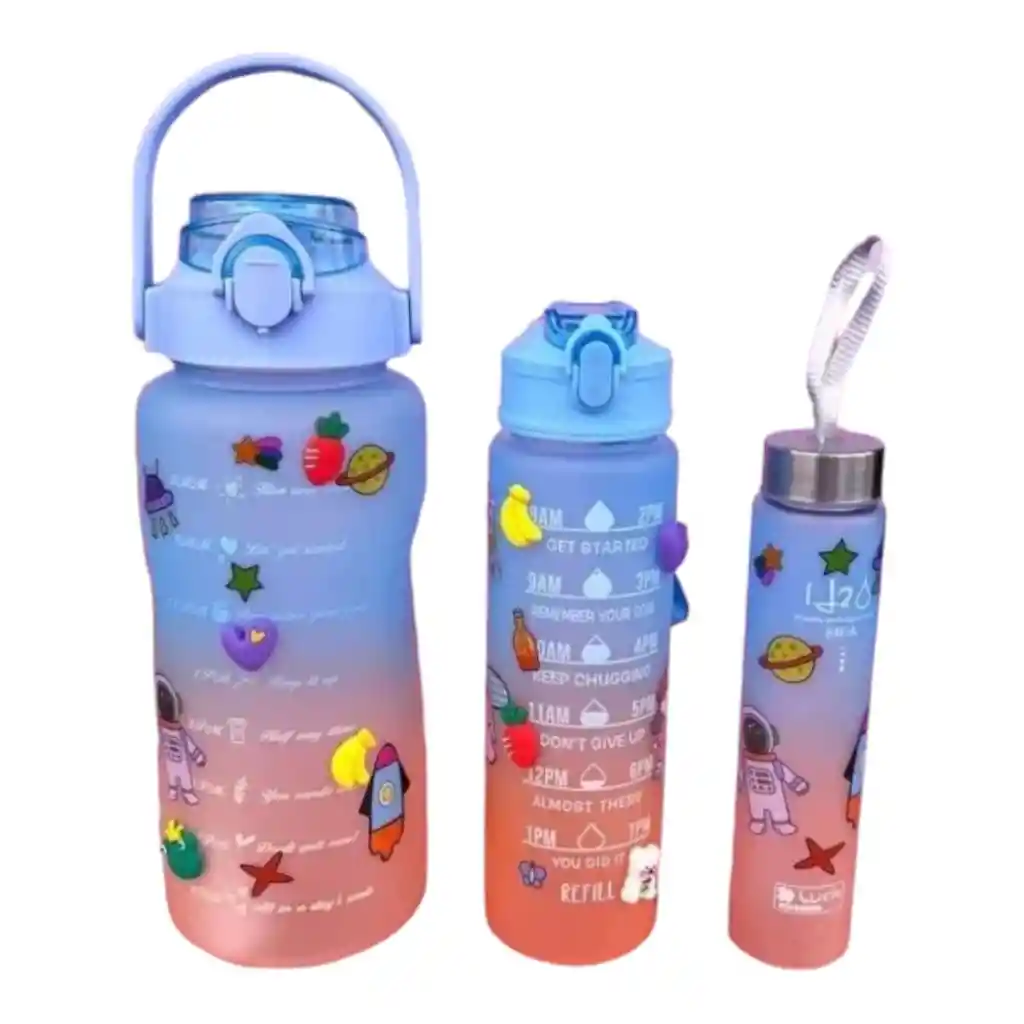 Termo Para Agua Motivacional * 3 Piezas