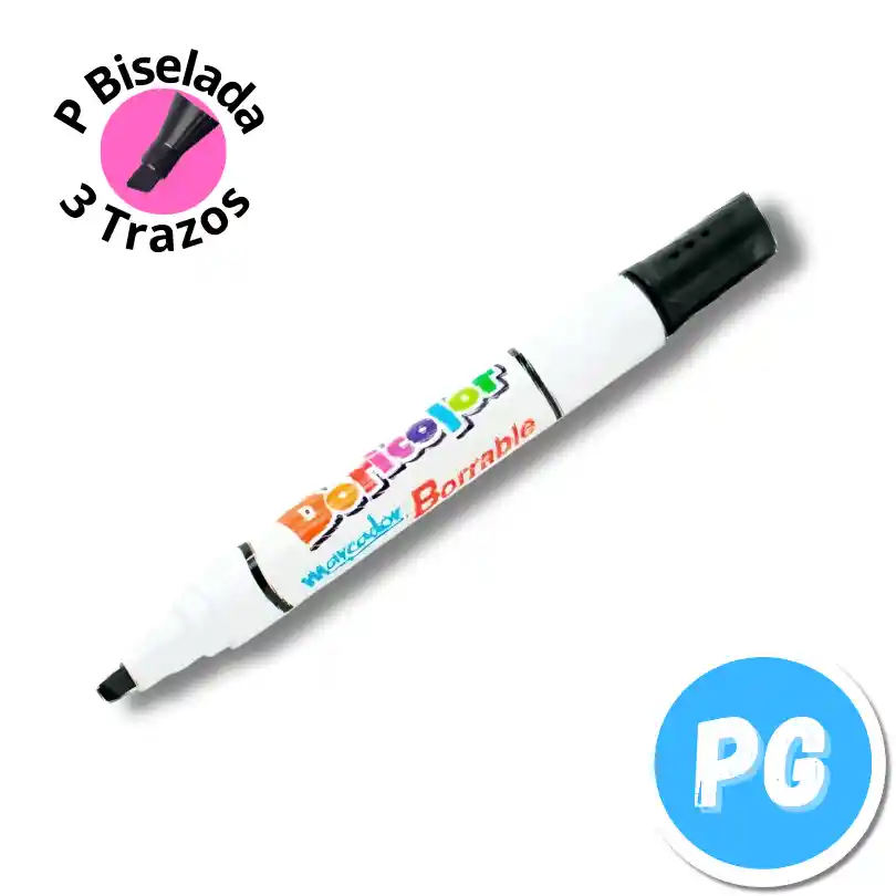 Marcador Doricolor Borrable Negro Punta Biselada