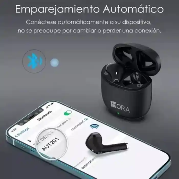 Audífonos 1 Hora Aut201 Color Negro Auriculares Y Manos Libres