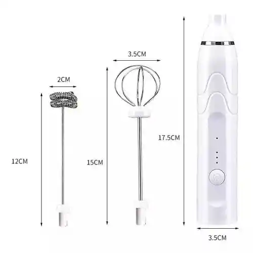 Mezclador Eléctrico Batidor Recargable Espumador, Carga Usb Color Blanco
