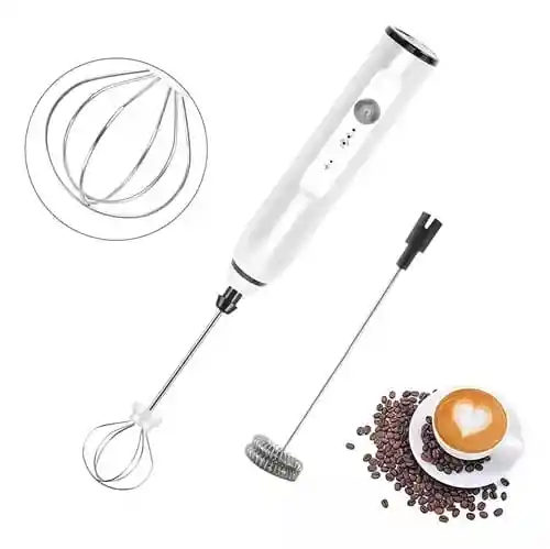 Mezclador Eléctrico Batidor Recargable Espumador, Carga Usb Color Blanco
