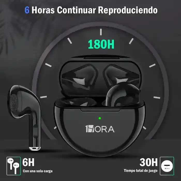 Audífonos In-ear Bluetooth Auriculares Tipo Airpods 1hora Negro Aut119