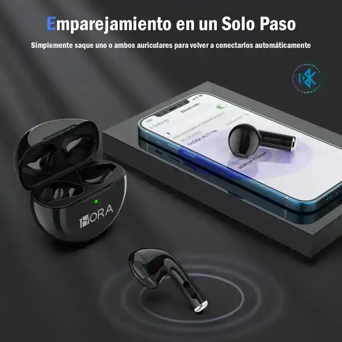 Audífonos In-ear Bluetooth Auriculares Tipo Airpods 1hora Negro Aut119