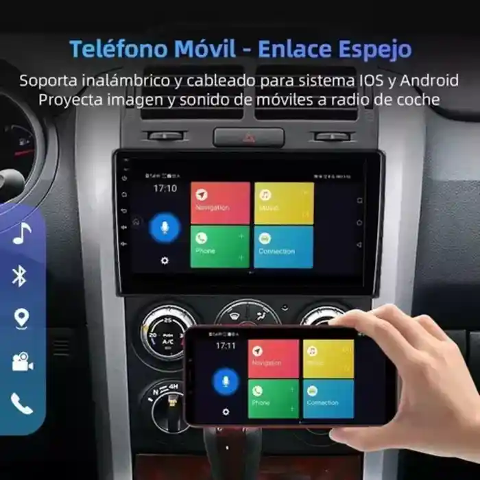 Estéreo Doble Din 9p Android Bluetooth Gps C/cámara Trasera