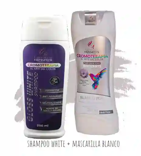 Shampoo Gloss White 200ml + Mascarilla Matizante Blanco 200ml. Cromoterapia Henmad´s