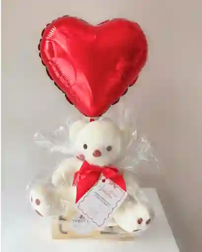 Detalle San Valentín Con Ferrero Y Peluche Y Globito De Corazon