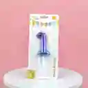 Vela Cumpleaños Estilo Globo Numero 1 Degradado Violeta