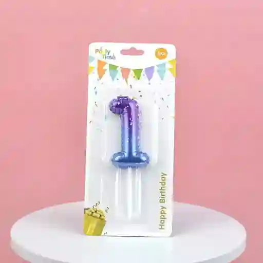 Vela Cumpleaños Estilo Globo Numero 1 Degradado Violeta
