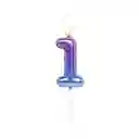 Vela Cumpleaños Estilo Globo Numero 1 Degradado Violeta
