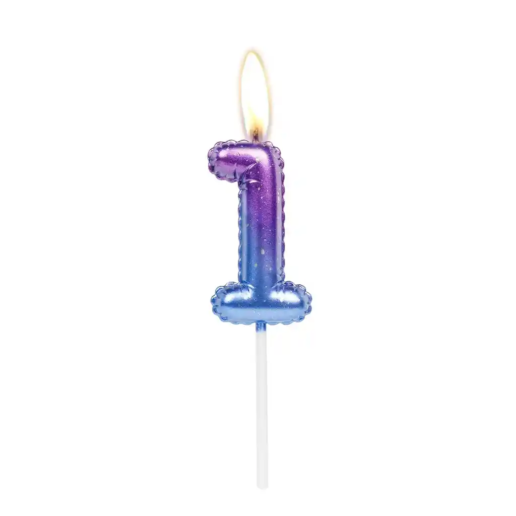 Vela Cumpleaños Estilo Globo Numero 1 Degradado Violeta